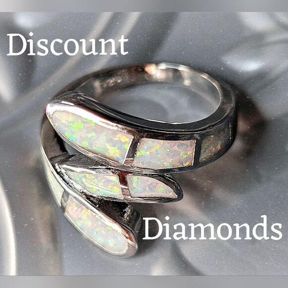 White Fire Opal Ring on Silver - Women's Jewelry - Picture 4 of 10